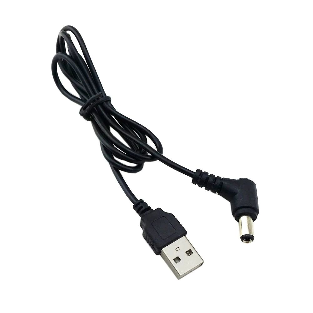 USB-A naar 5.5x2.1mm DC jack met hoek 1 meter kabel